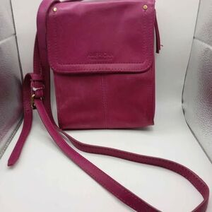 American Leather Crossbody Bag "Merlot" Fushia Color